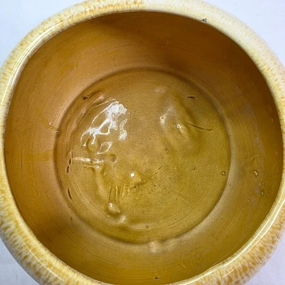Vintage Jenkins Ceramics California MCM Yellow Drip Glazed Planter Bowl Handcraf - Picture 9 of 9